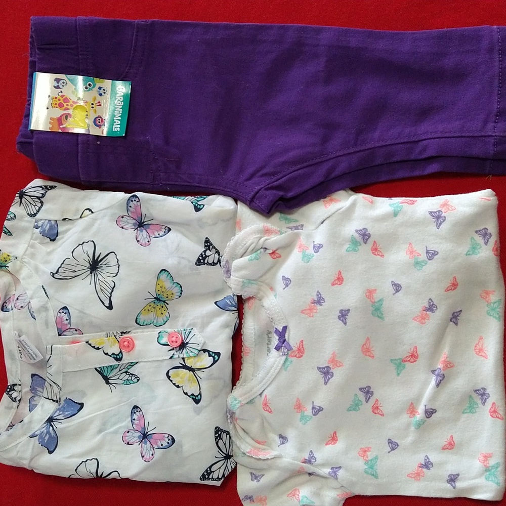 Carter's & Garanimails Butterfly Matching Set of 3 Size 6M